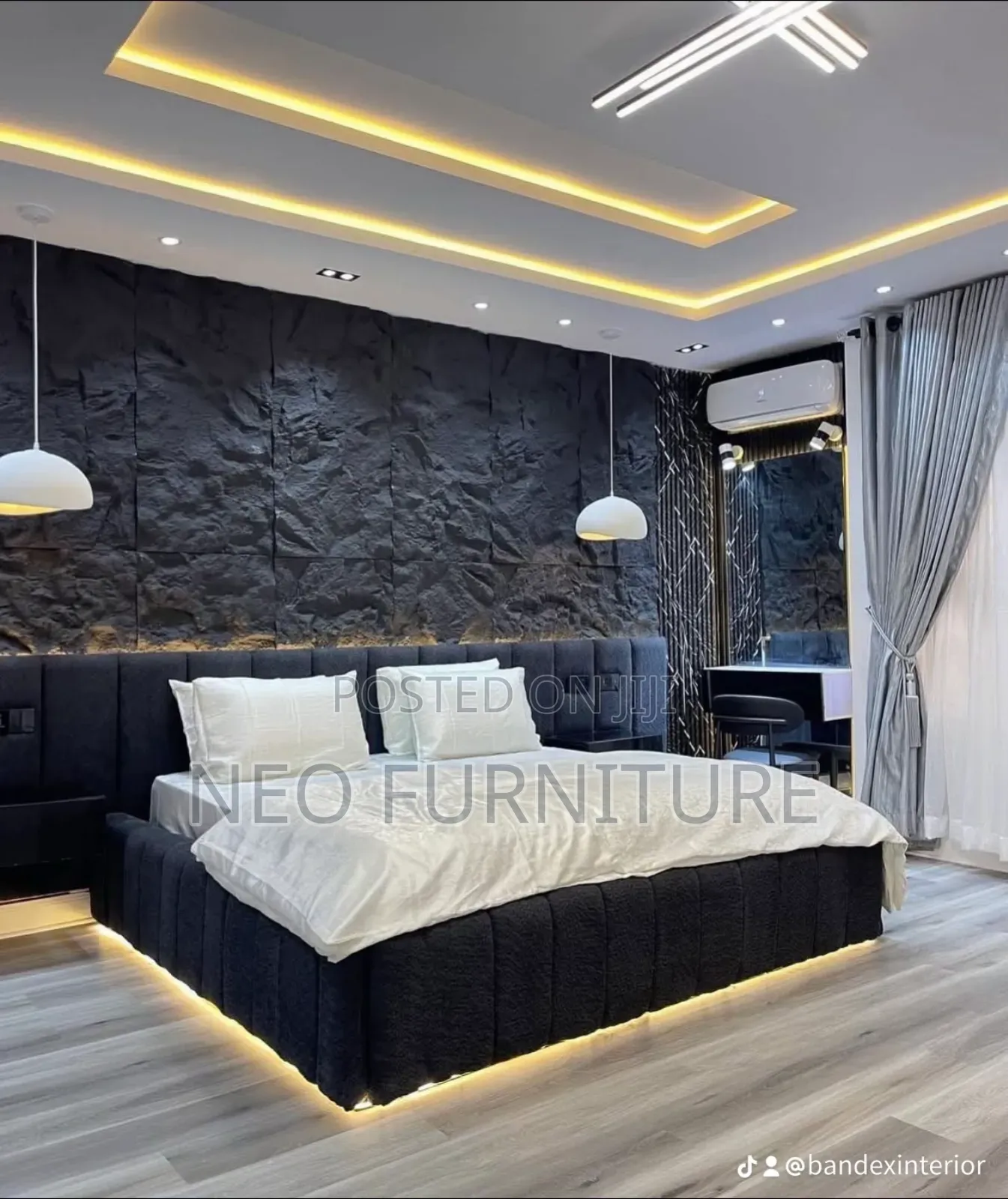 Pu Stoned Decor Bedframe