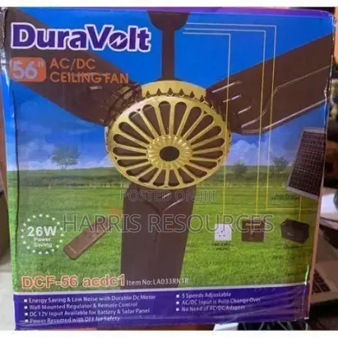 Duravolt 56" AC/Dc Solar Fan: Non-Stop Cooling, Zero Bills!