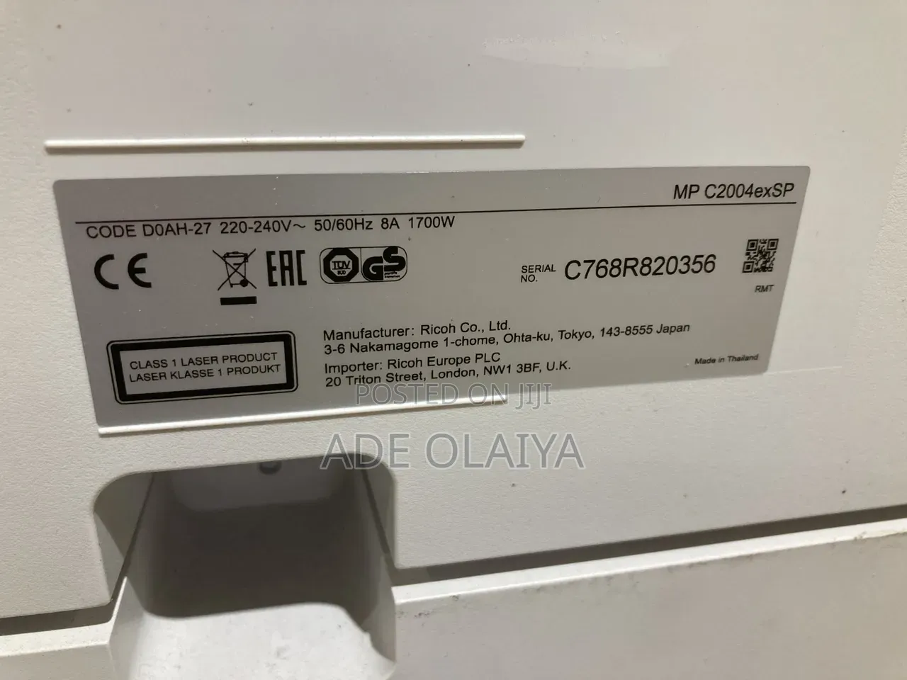 Ricoh Mp C2004exsp Multi Function Printer
