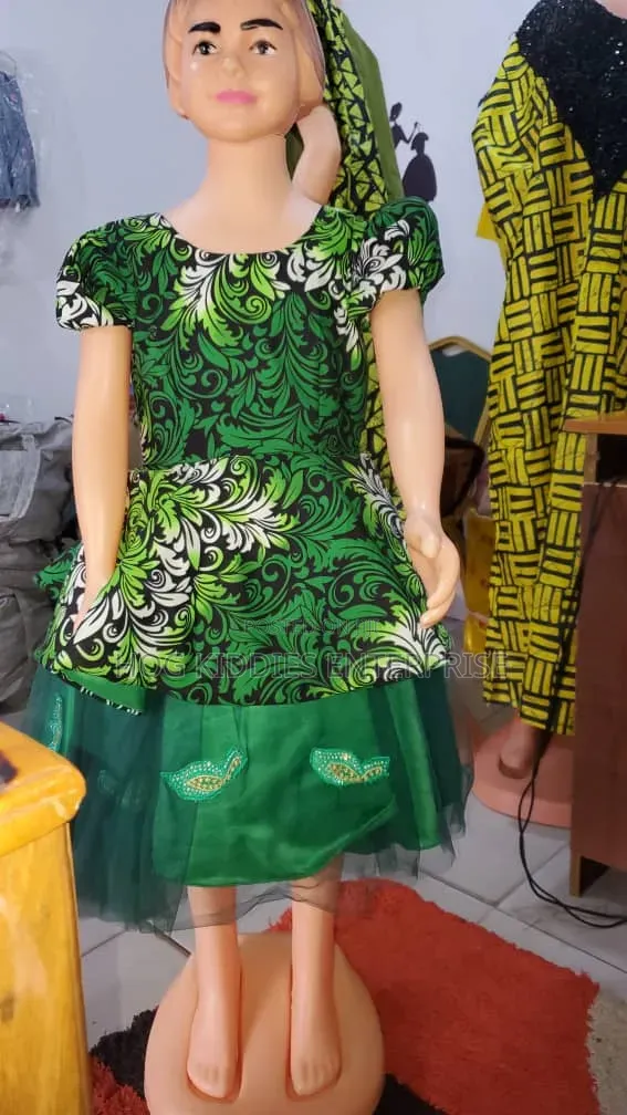Elegant Green Ankara Dress for 5–6-Year-Old Nigerian Girl by Z H Line