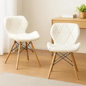 Set of 2 Wooden Leg Leather Dining Chair Furniture