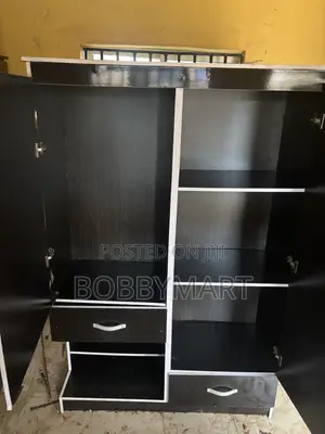 Wooden Wardrobe With Drawers and Open Shelves