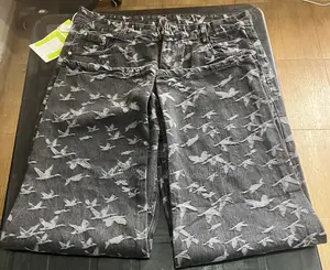 Ash Faded Jeans With White Design Striped