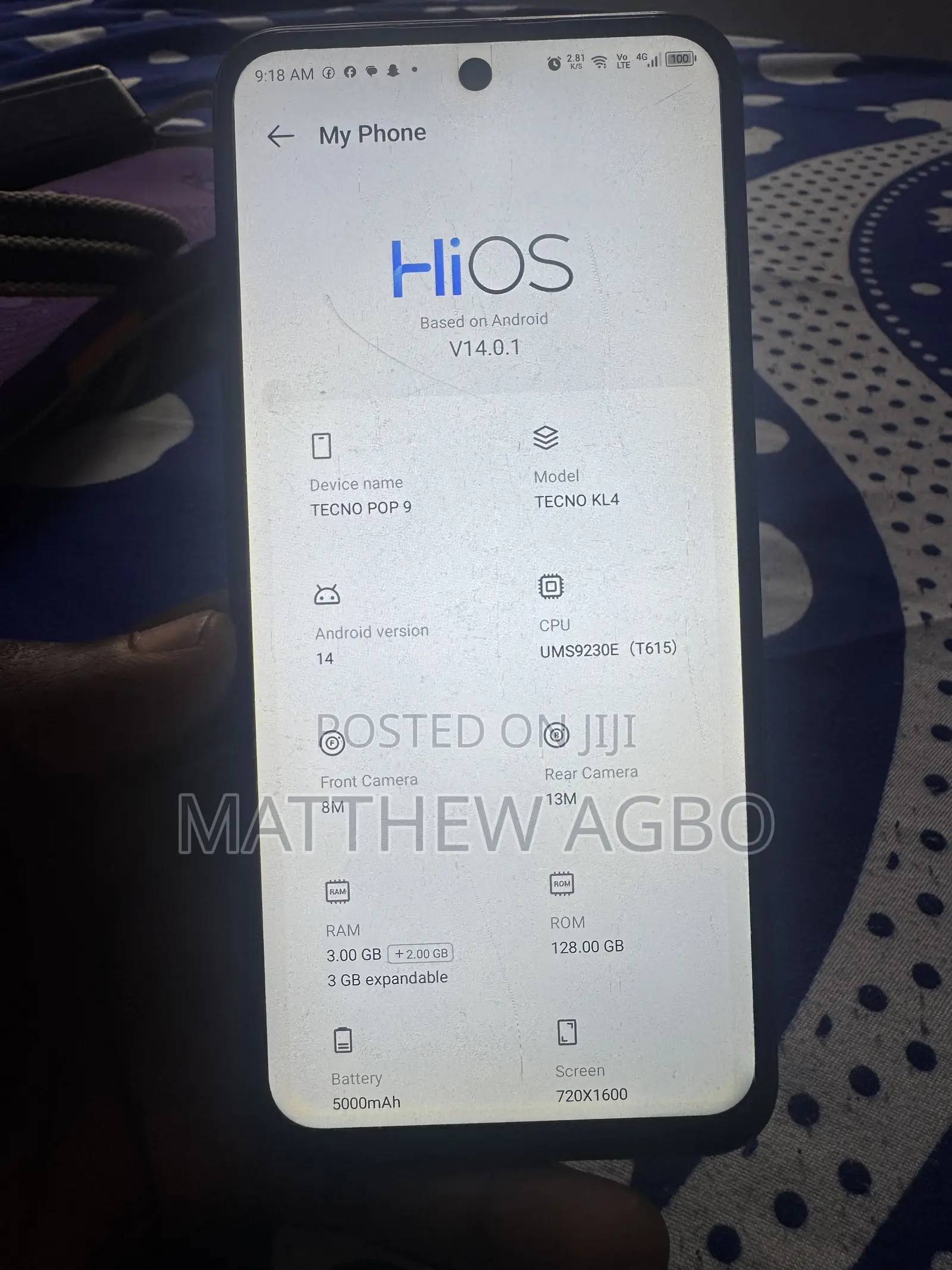 Tecno Pop 9 128 GB Blue