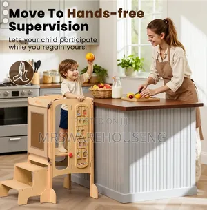 Juzbot Toddler Tower- Foldable Wooden Kitchen Stool Helper