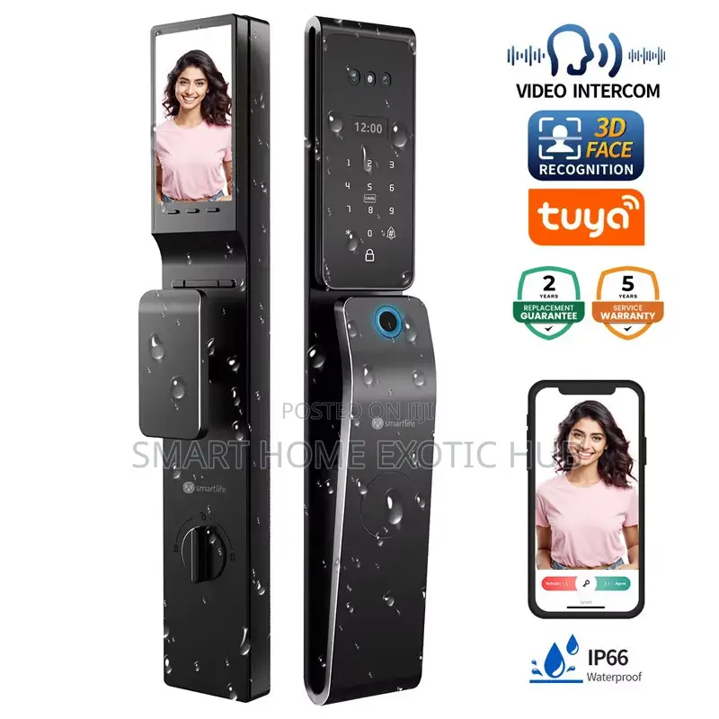 Smart Wifi Double-sided Water & Sunproof 3d Face Lock With Intercom