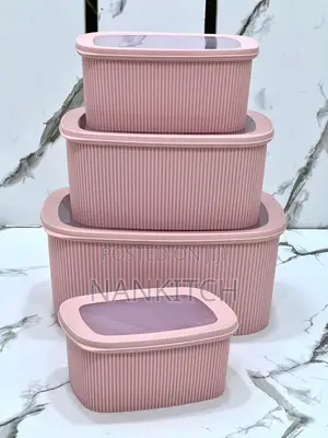 4pcs Ribbed Food Storage Container Set