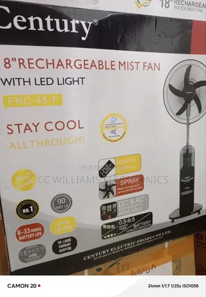 Century 18" Water Mist Rechargeable Fan