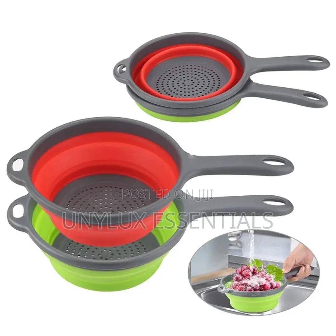 Collapsible Silicone Colander Drainer With Handle