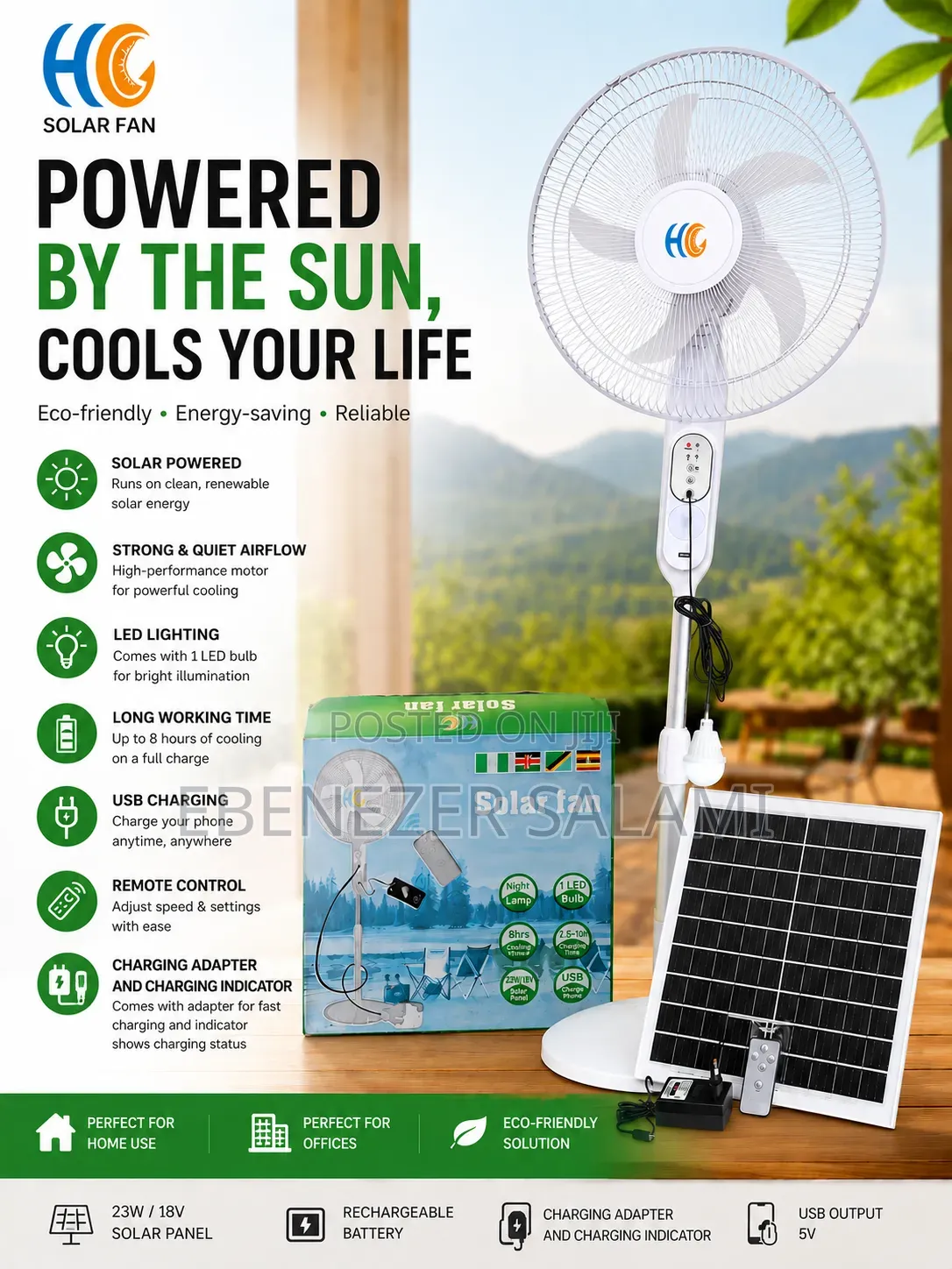 Hc Solar Rechargeable Fan