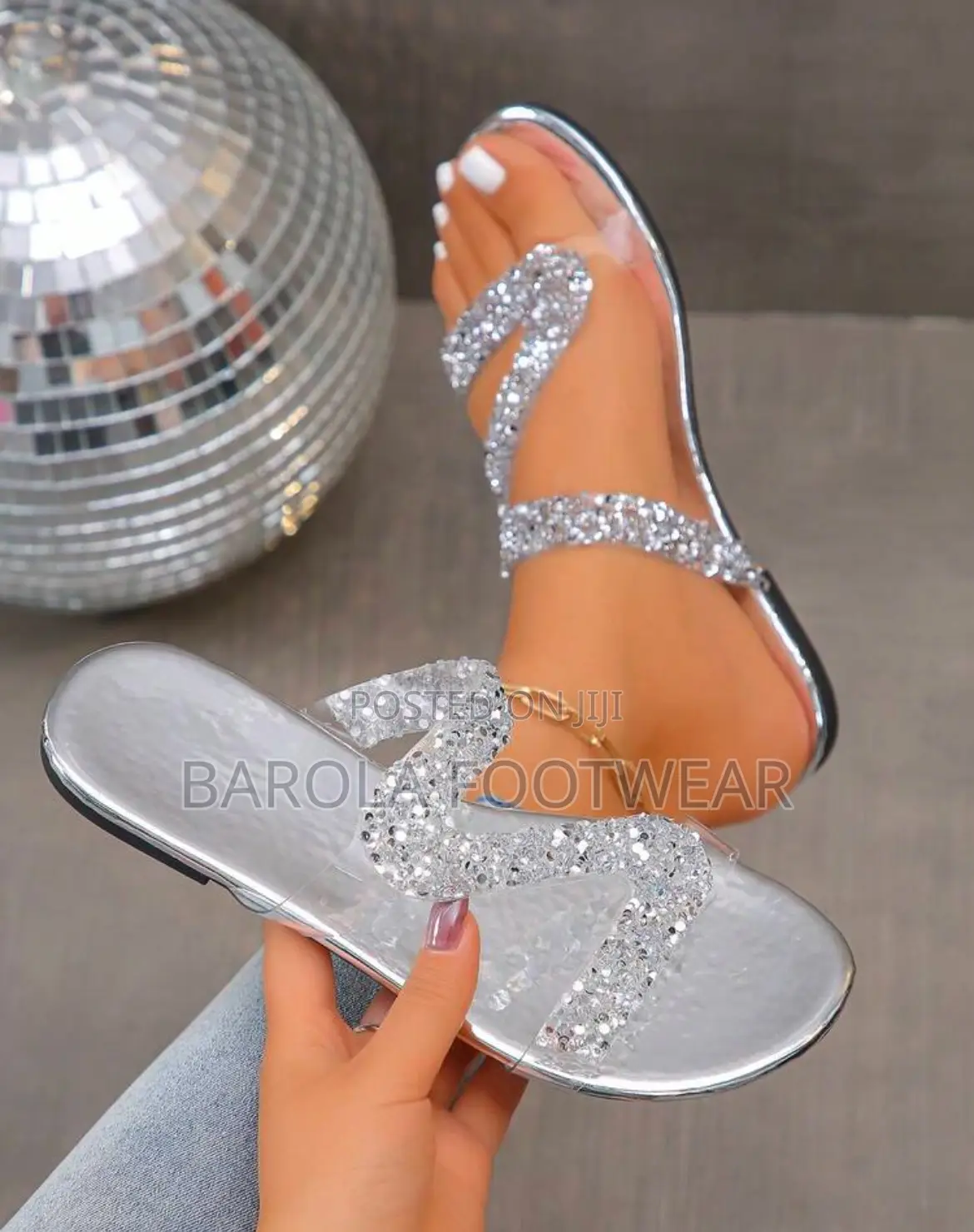 Size 43 Silver Sandal Slides