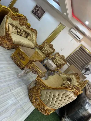 Royal Sofa Fabric Chairs With Center and Two Stools.