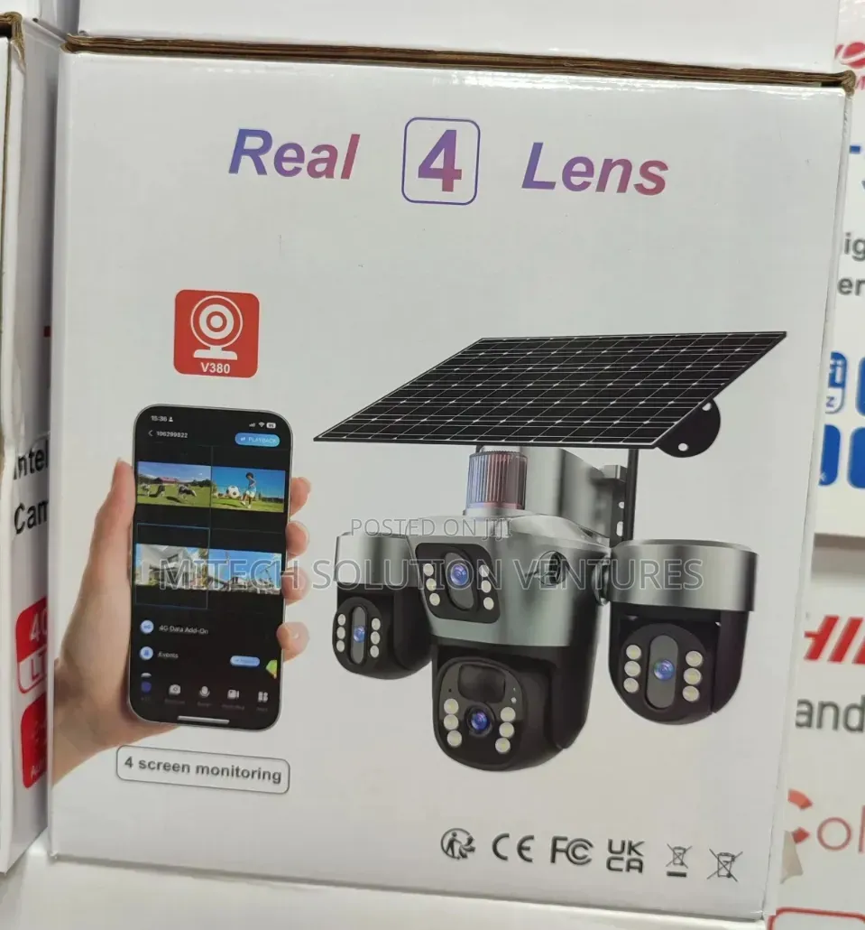 V380 Pro Real 4 Lens Solar Security Camera