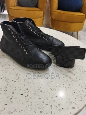 Authentic Original Mens Lv Monogram Ankle Shoes + Belt Combo for Sale