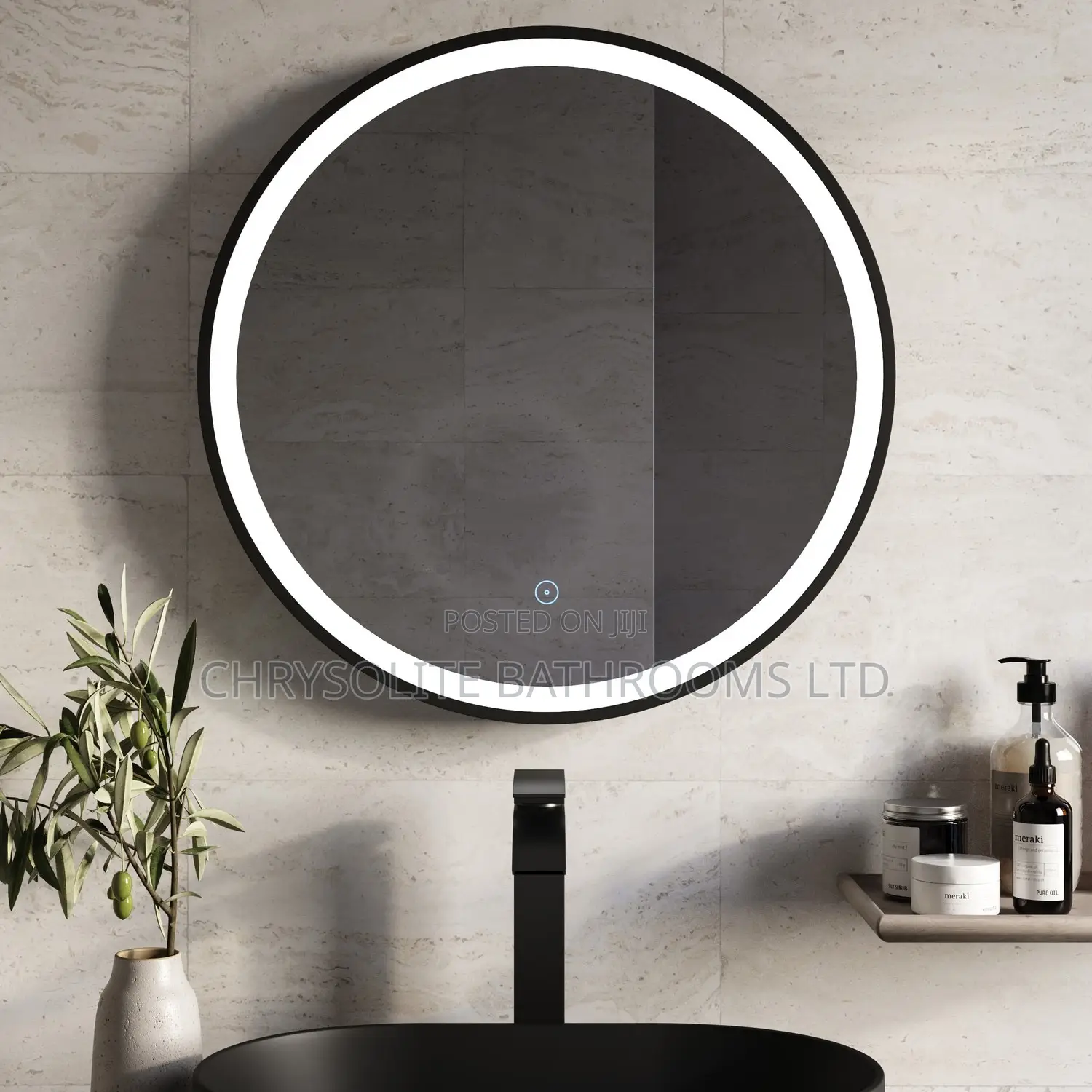 Black Circular Led Mirror