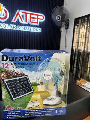 Duravolt 12 Inches Rechargeable Solar Table Fan 3in1