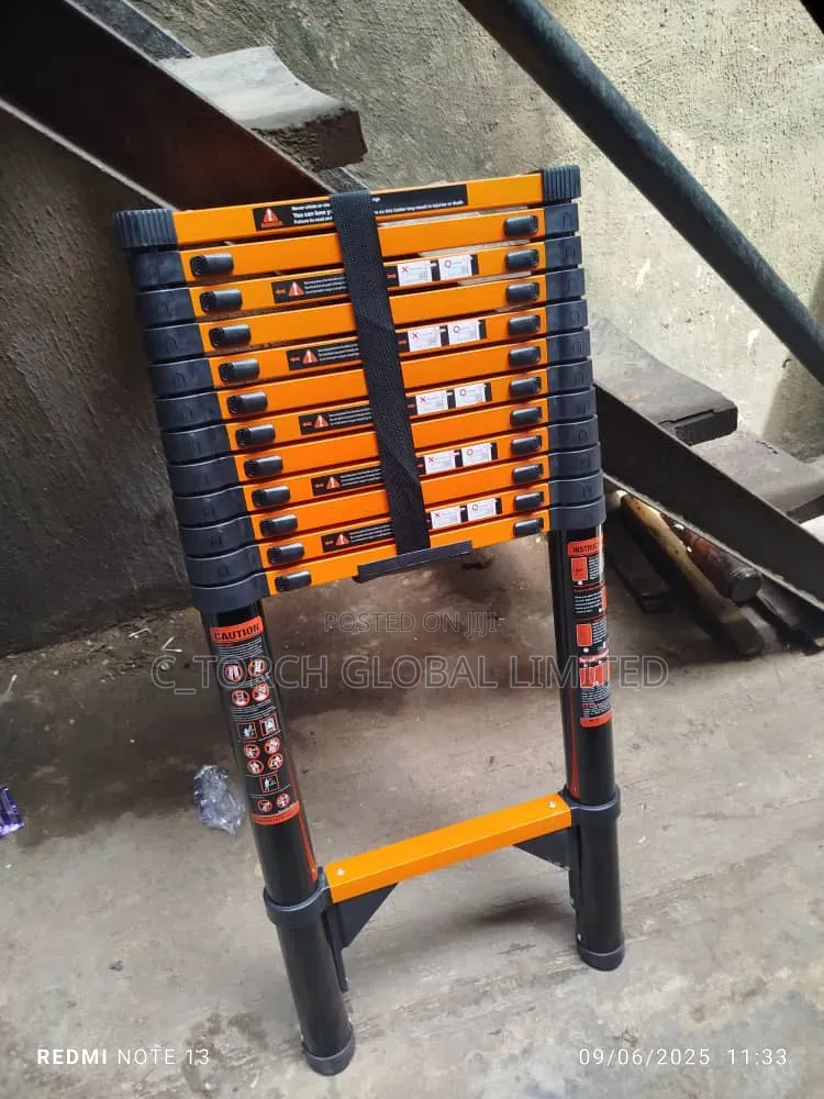 Portable Orange Telescopic Ladder.