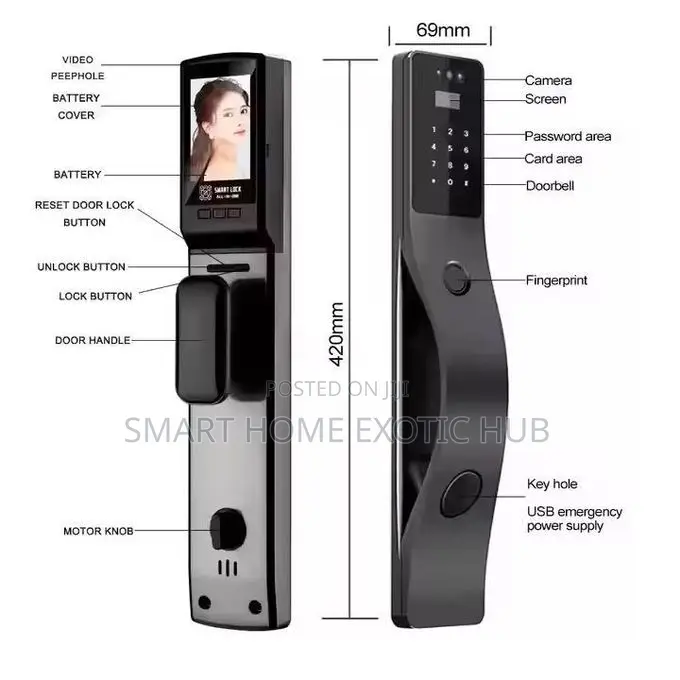Smart Wifi Fingerprint Door Lock With 3d Face Intercom