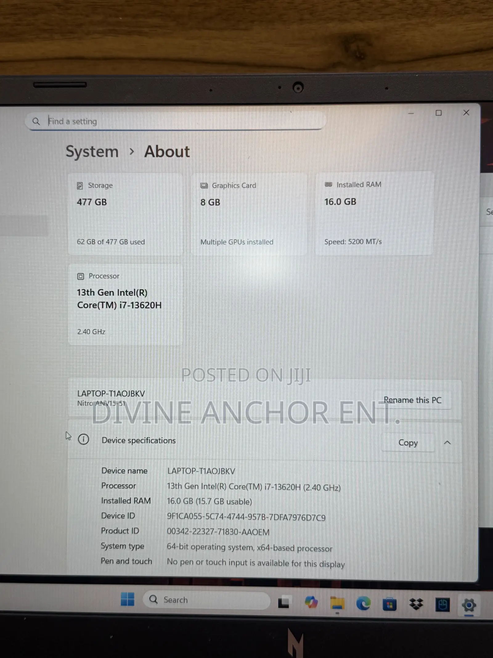New Laptop Acer Nitro 5 16GB Intel Core i7 SSD 512GB