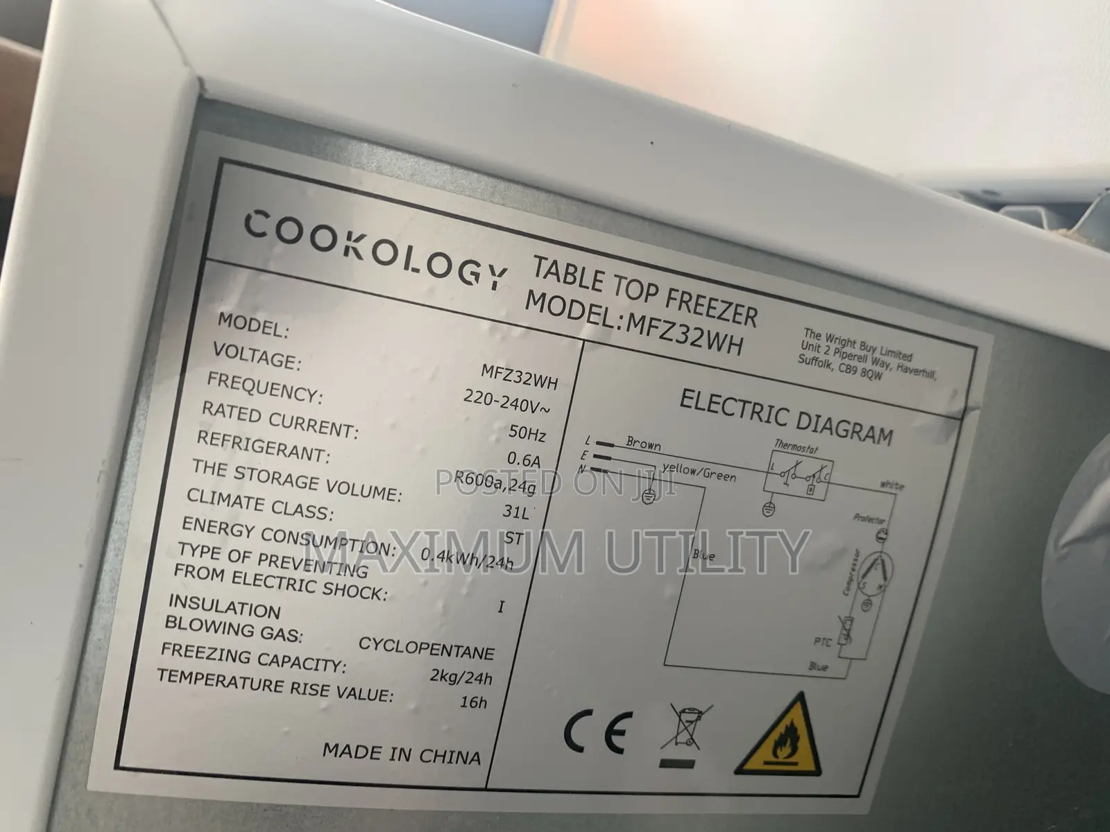 Cookology Bedside 31 Liters Freezer