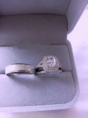 Non-Fading Titanium Steel and Cute Solid Zirconia Couple's Ring Set