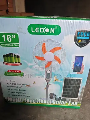 Solar Fan , With 2 Bulbs, Solar Panel And Remote Control