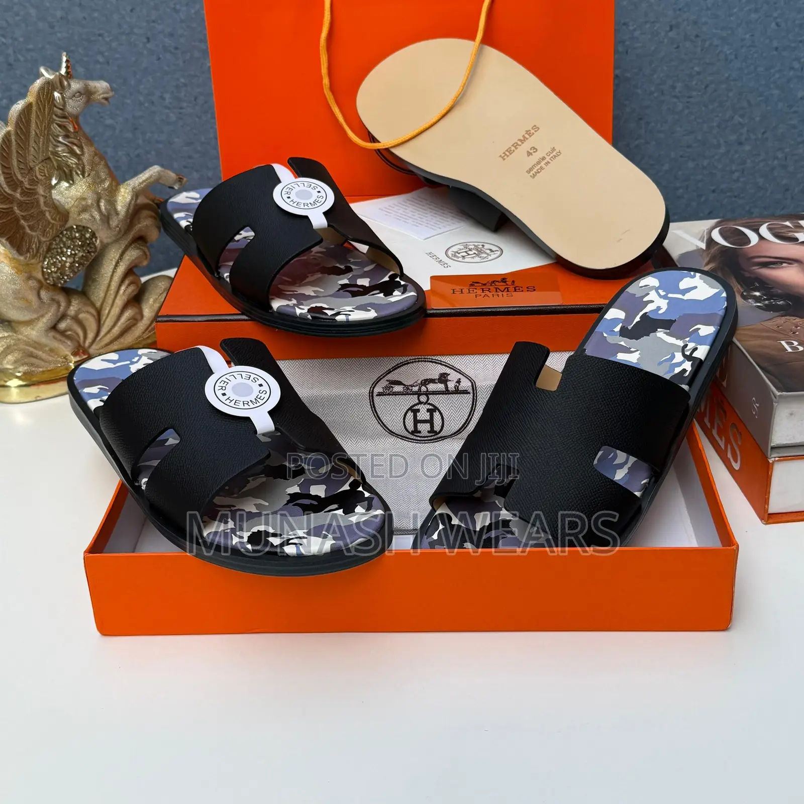 Hermes Cover Leather Slipers 40-46 Available