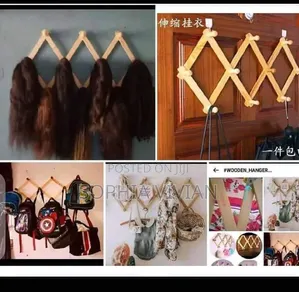 Expandable Accordion-Style Wooden Peg Racks.