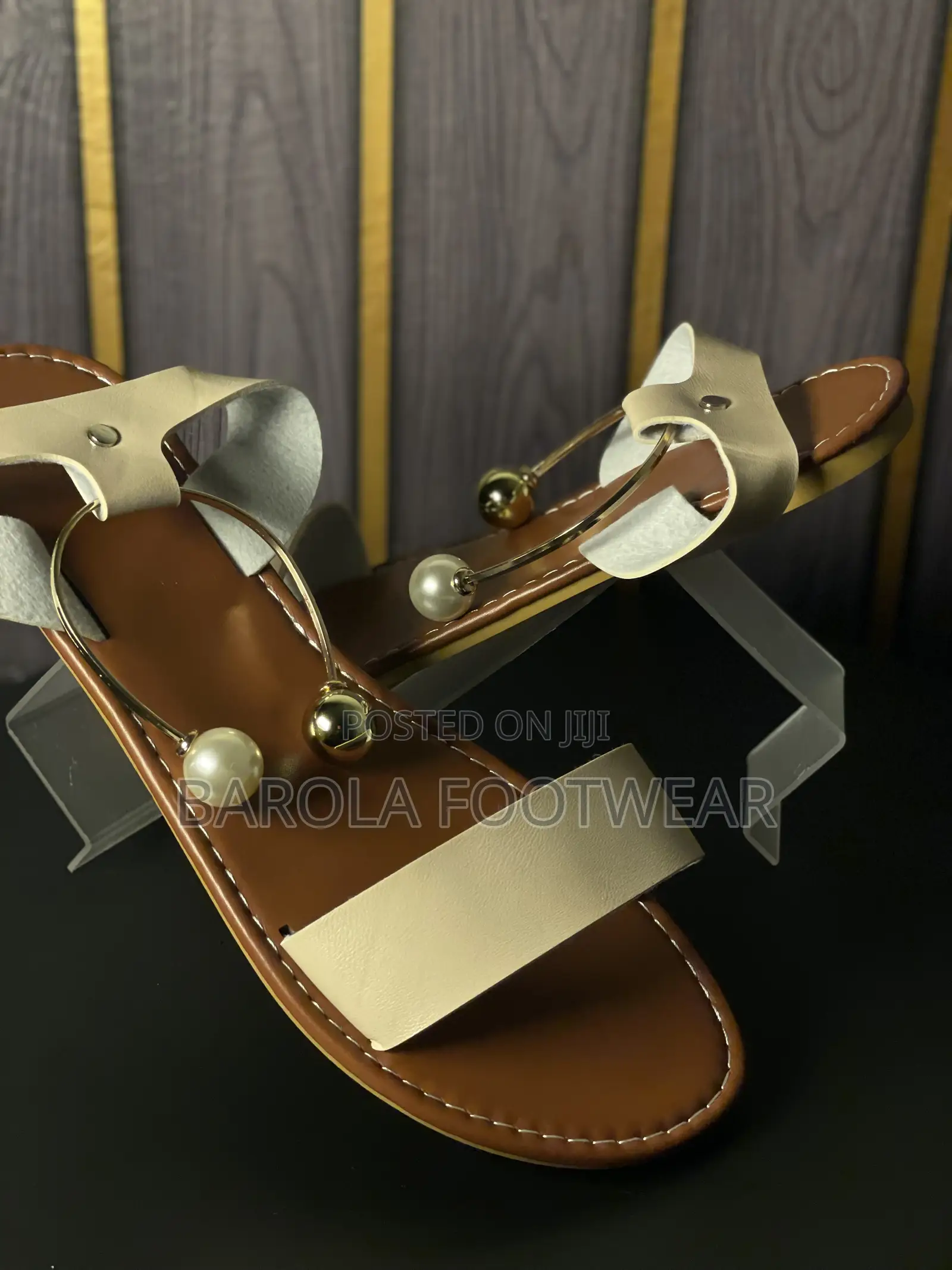 Size 44 Beige Flat Sandals
