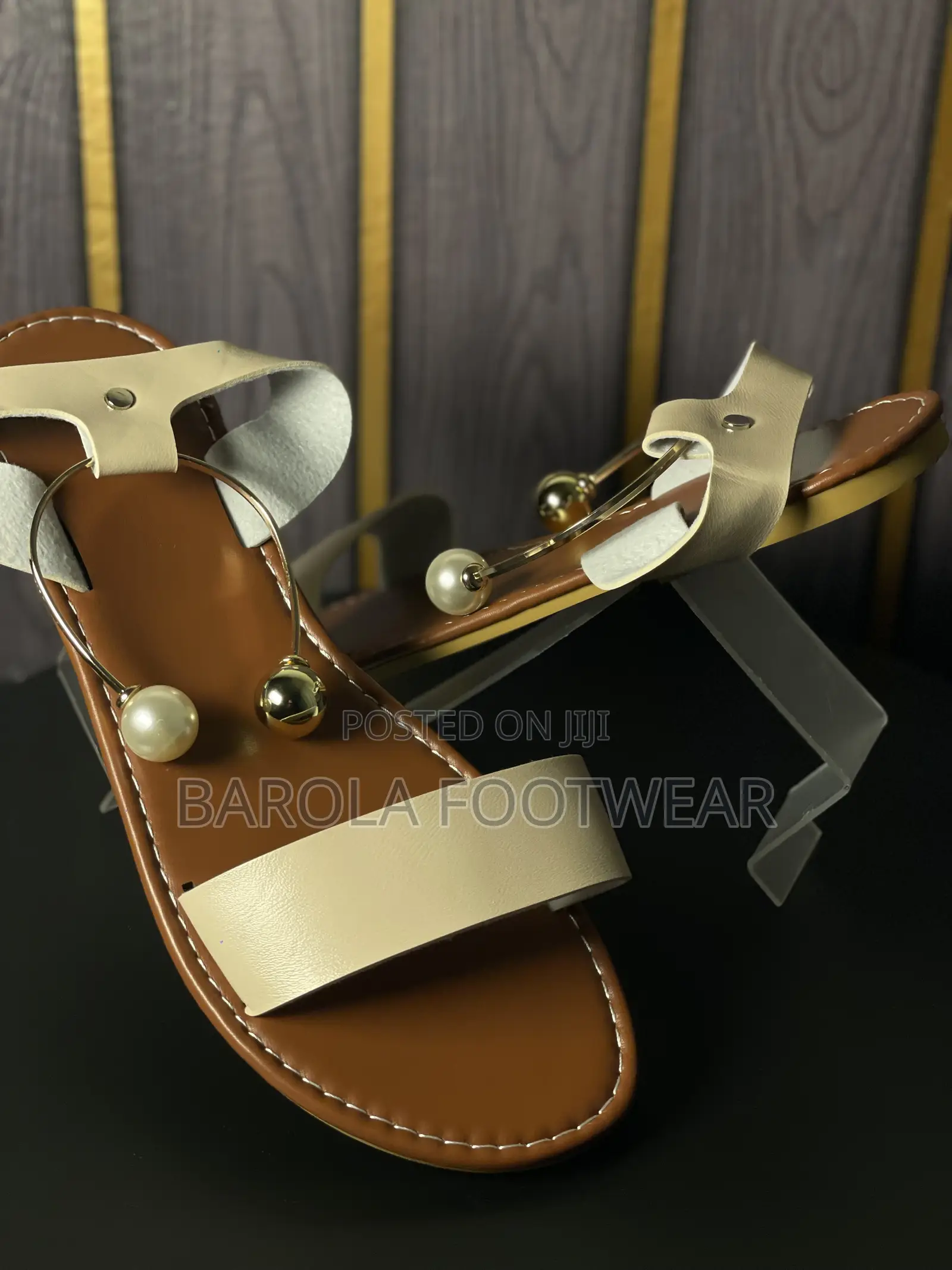Size 44 Beige Flat Sandals