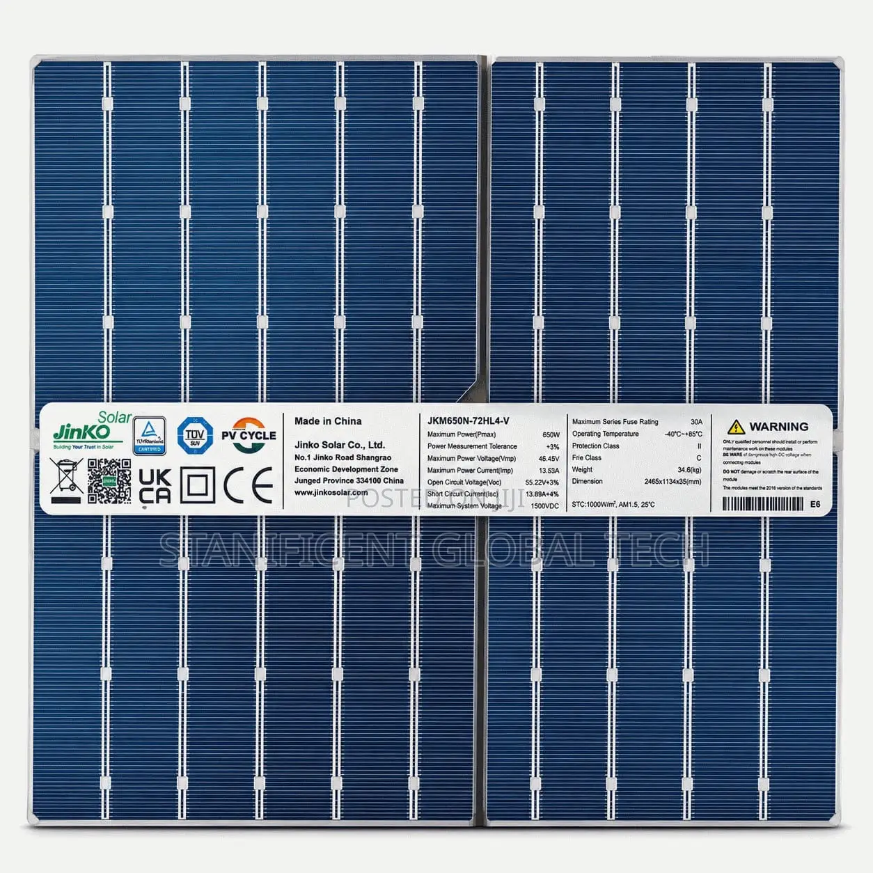 Jinko 650watts Bifacial Mono Solar Panel