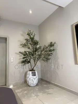 White Rustic Big Evo Pot With Artificial Olive Tree-Interior Design