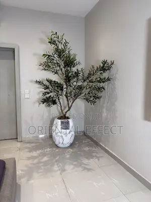 White Rustic Big Evo Pot With Artificial Olive Tree-Interior Design