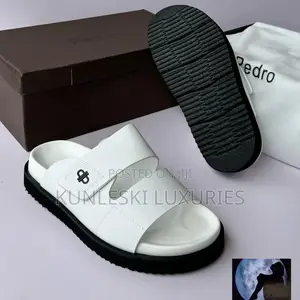 Original Pedro Strap White Black Leather Slippers