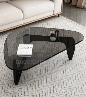 Luxury Smoked Glass Teardrop Center Table – Bold Minimalist Design