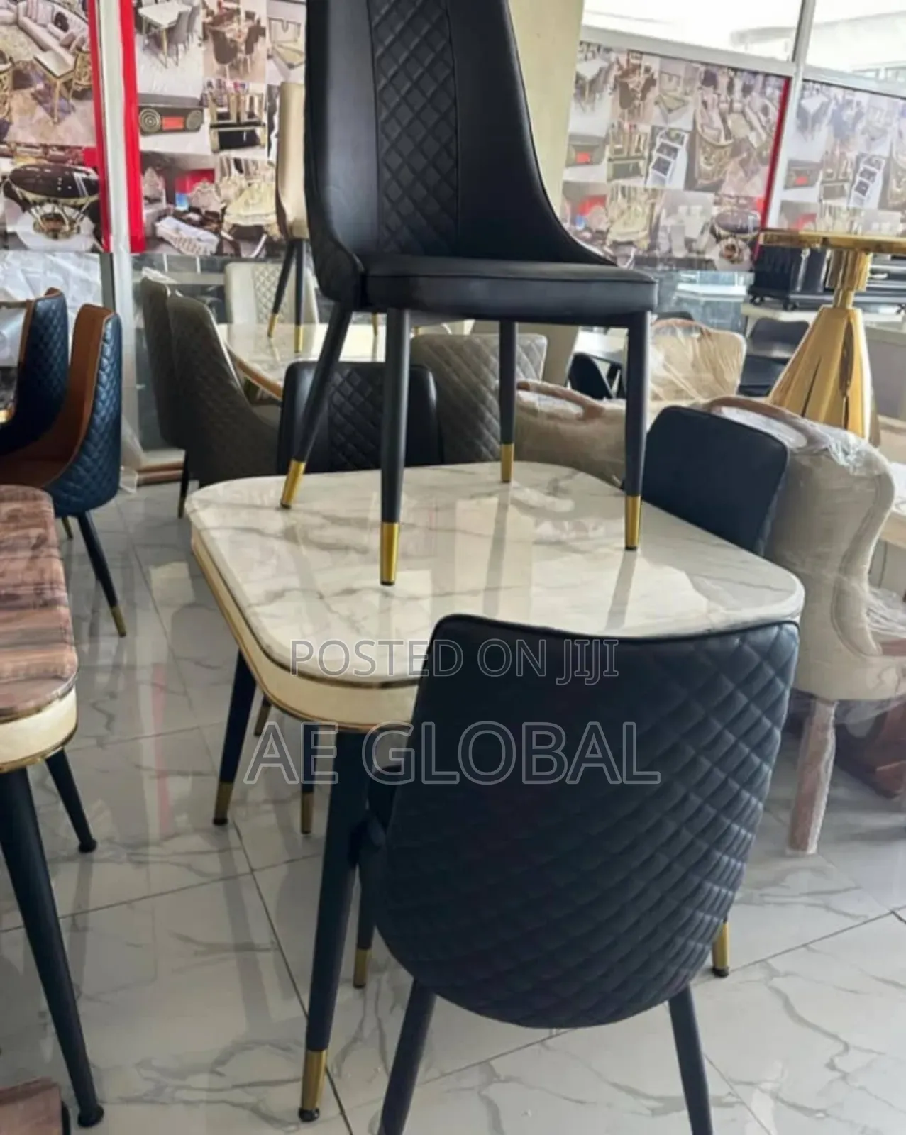 Marble Top 4 Seater Dining Table Set
