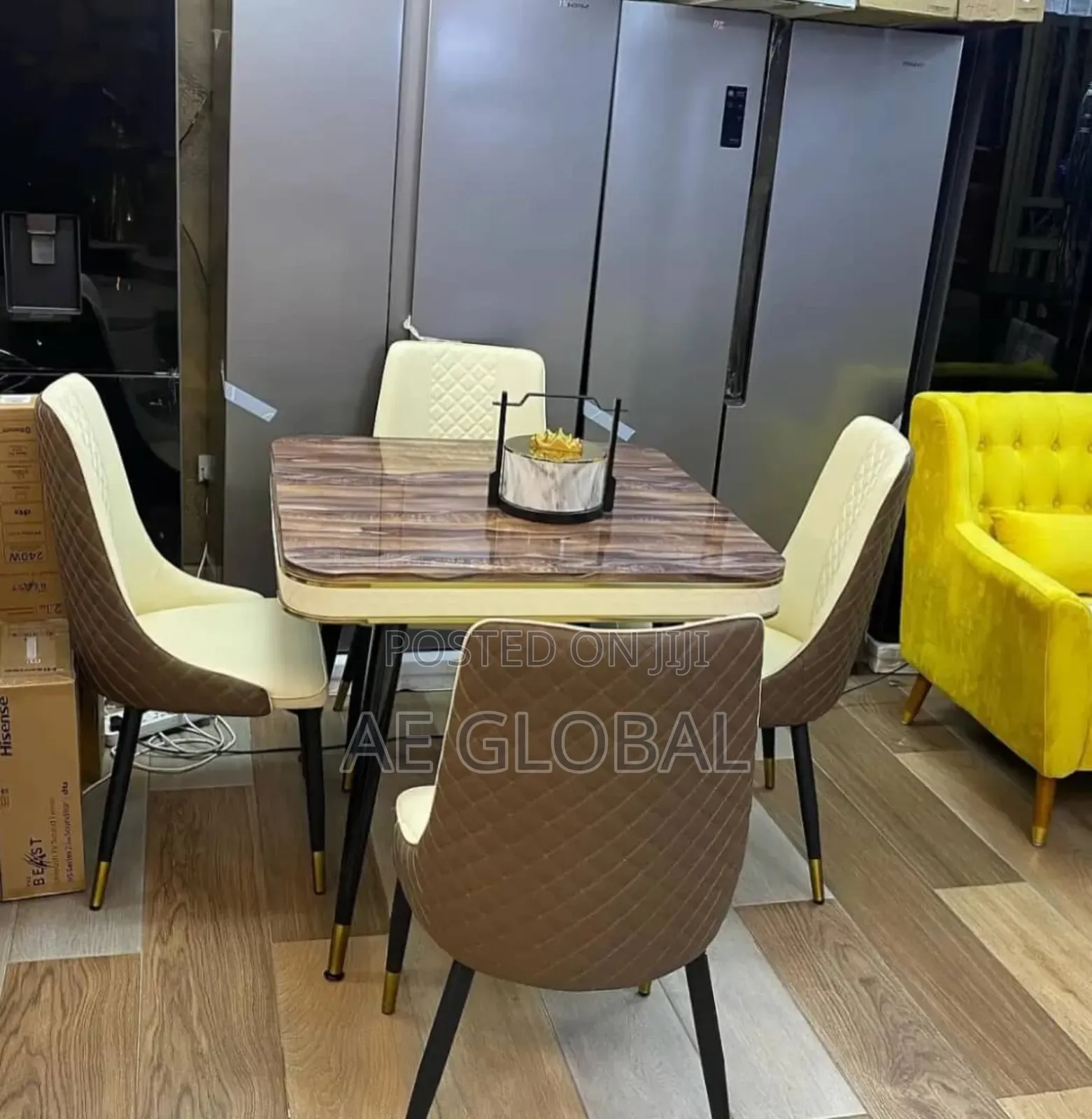 Marble Top 4 Seater Dining Table Set