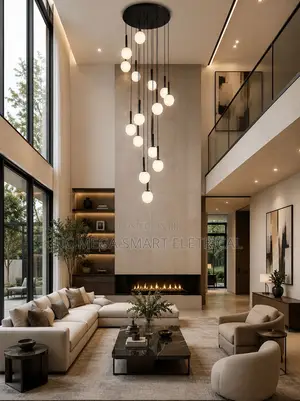 Duplex Building Large Chandelier, Postmodern Living Room Crystal Lamp