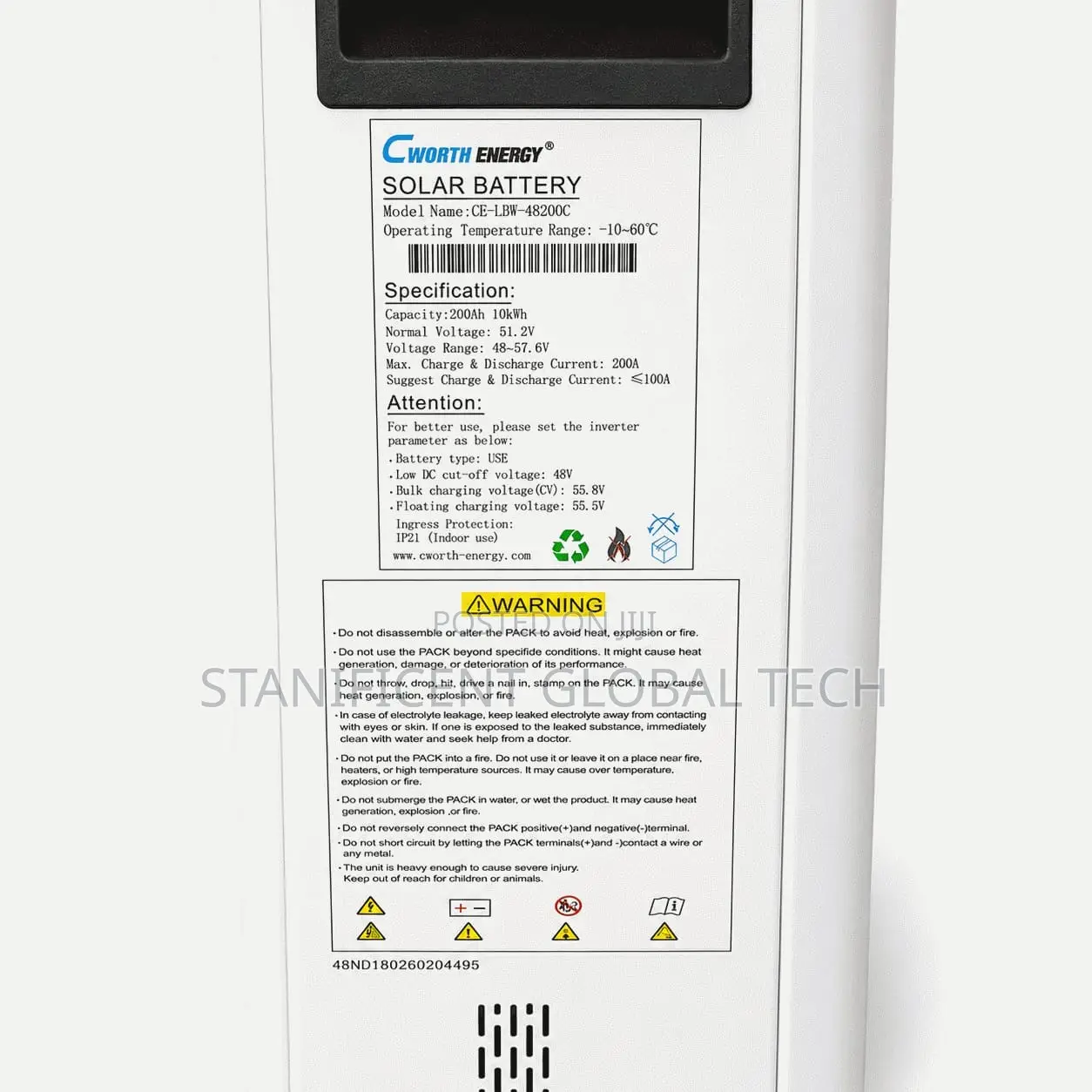 Cworth 51.2v/200ah/10kwh Lithium Battery