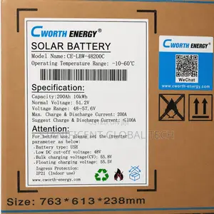 Cworth 51.2v/200ah/10kwh Lithium Battery