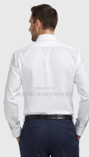 Plain White Shirt, Tie, Belt, and Black Pant Trousers
