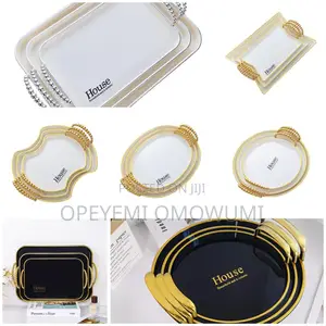 3-in-1 Decorative Serving Tray Set Gold - Handled | Pre Order