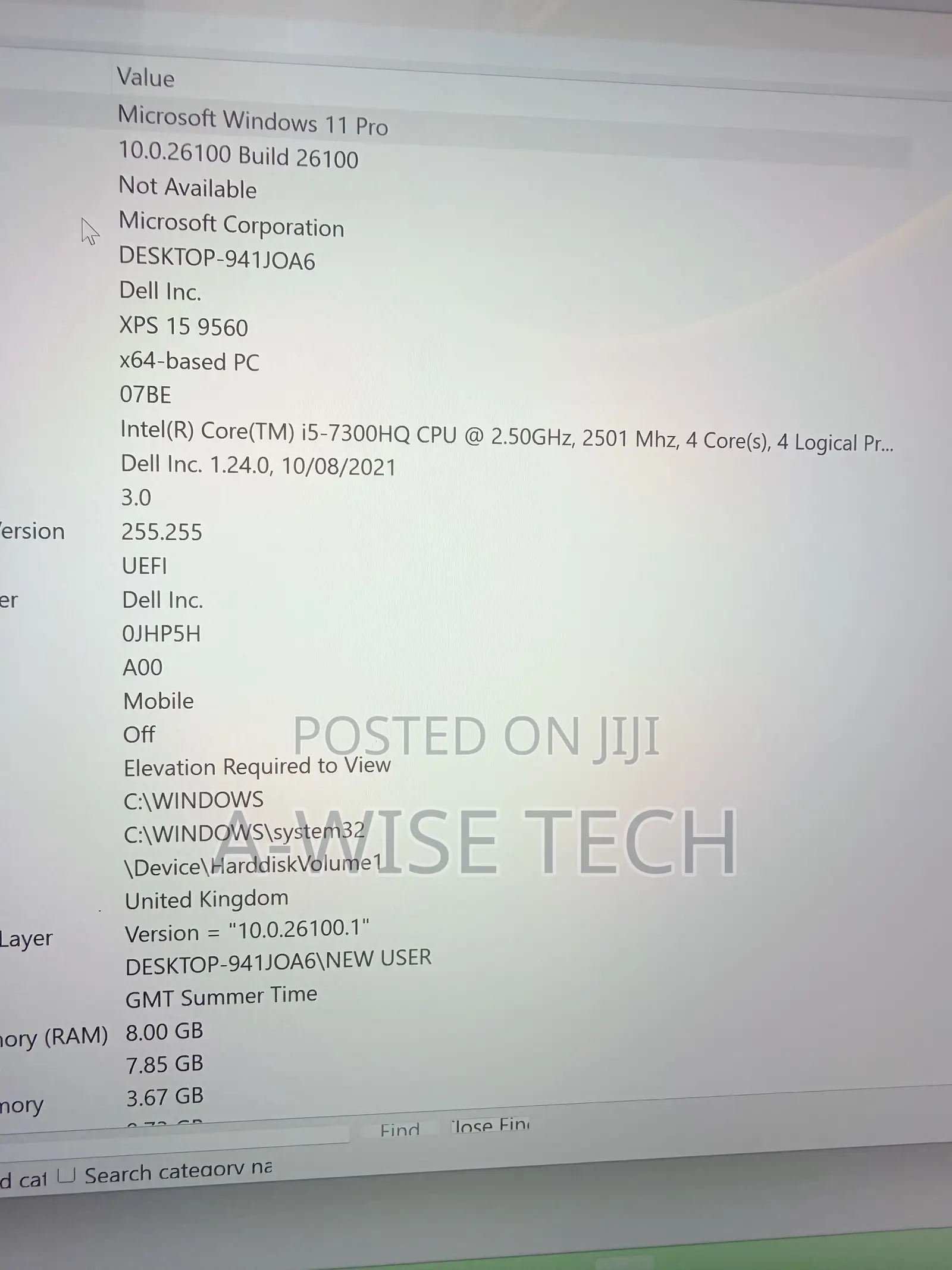 Laptop Dell XPS 15 9560 16GB Intel Core i5 SSD 256GB