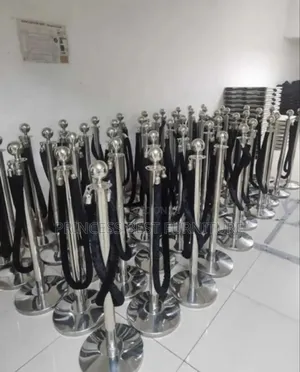 Silver Stand With Black Rope Barrier