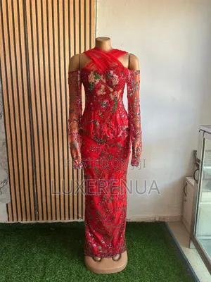 Red Luxury Lace Skirt and Blouse.