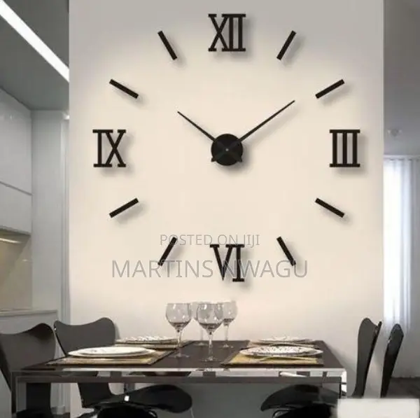 Diy Wall Clocks 3d Mirror Stickers Large Wall Clock-Black