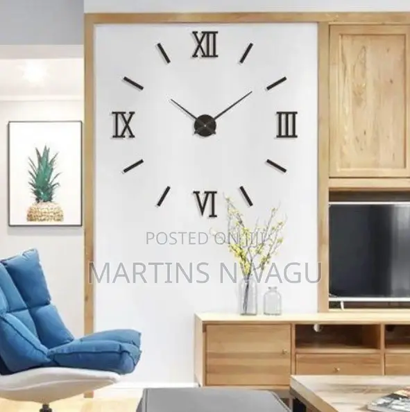 Diy Wall Clocks 3d Mirror Stickers Large Wall Clock-Black