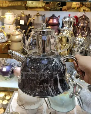 Stainless Steel Whistling Kettle and Glass Teapot Set
