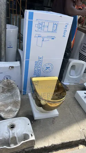 Gold Twyford Round Wall-Hung Toilet With Powerful Flushing System