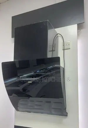Modern Wall Mounted Kitchen Range Hood - Black Glass Touch Control